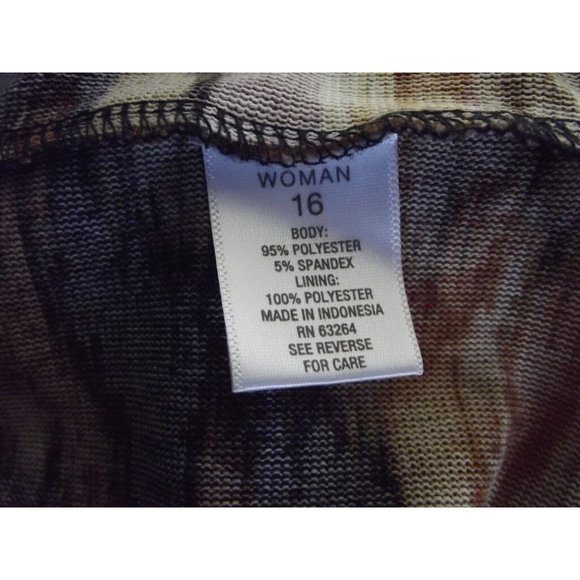 Luxe by Carmen Woman 16W Orange Black Knit Asymmetrical Hem Midi Sheath Dress - Picture 7 of 8